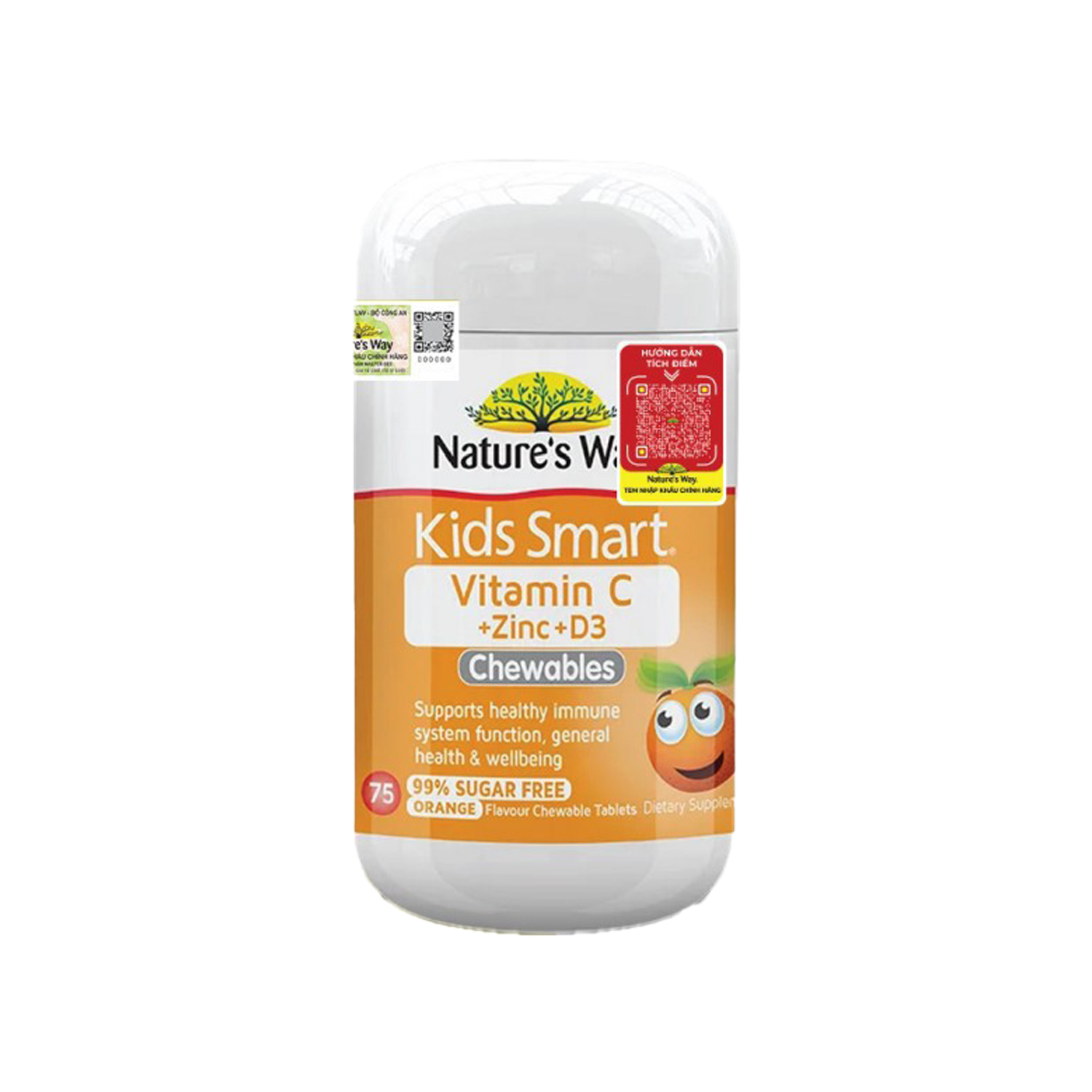 Viên nhai Nature’s Way Kids Smart Vitamin C+Zinc+D3 (75v)